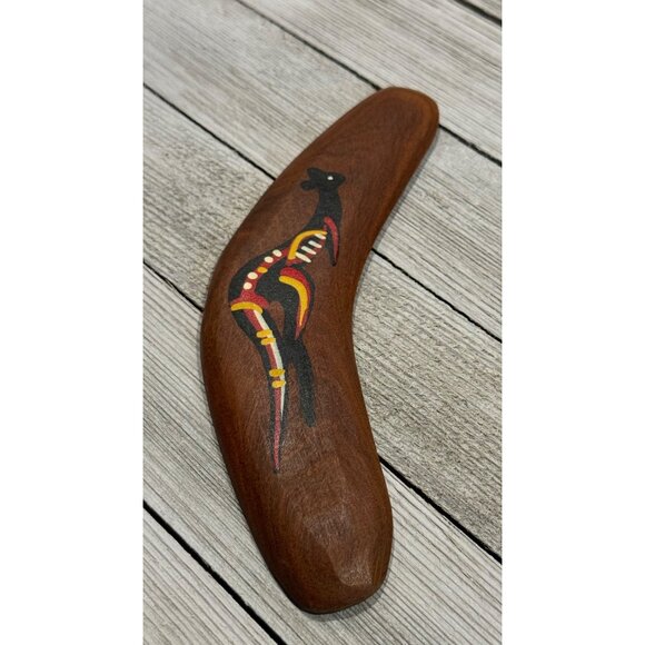 Handcrafted Wooden Boomerang With Aboriginal Art Design By Gureng Gureng Tribe - - Picture 1 of 8